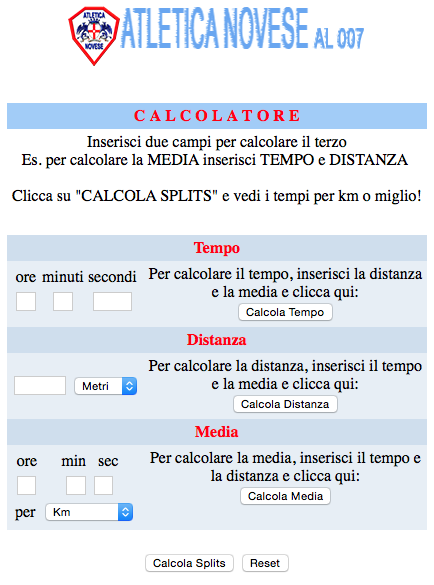 Calcolatoe di corsa